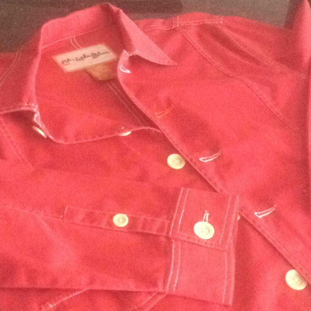 Christopher Blue Cotton Jacket in Red size L